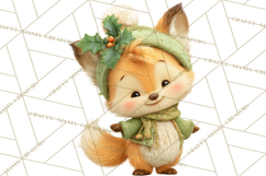 Winter Village Clipart, Snowman &amp; Fox Digital Art PNG Product Image 5