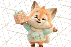 Winter Village Clipart, Snowman &amp; Fox Digital Art PNG Product Image 2