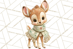 Winter Village Clipart, Snowman &amp; Fox Digital Art PNG Product Image 2