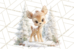 Winter Village Clipart, Snowman &amp; Fox Digital Art PNG Product Image 4