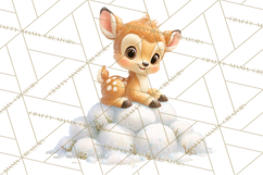 Winter Village Clipart, Snowman &amp; Fox Digital Art PNG Product Image 5