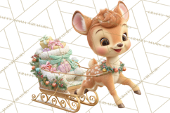 Winter Village Clipart, Snowman &amp; Fox Digital Art PNG Product Image 2