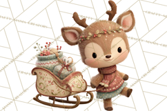 Winter Village Clipart, Snowman &amp; Fox Digital Art PNG Product Image 3