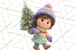 Winter Village Clipart, Snowman &amp; Fox Digital Art PNG Product Image 4