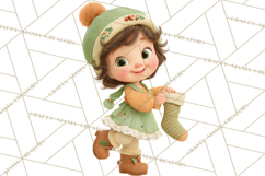 Winter Village Clipart, Snowman &amp; Fox Digital Art PNG Product Image 2