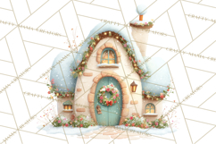 Winter Village Clipart, Snowman &amp; Fox Digital Art PNG Product Image 5
