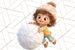 Winter Village Clipart, Snowman &amp; Fox Digital Art PNG Product Image 3