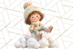 Winter Village Clipart, Snowman &amp; Fox Digital Art PNG Product Image 5