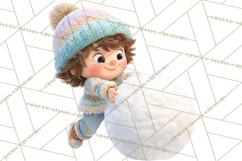 Winter Village Clipart, Snowman &amp; Fox Digital Art PNG Product Image 3