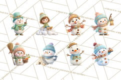 Winter Village Clipart, Snowman &amp; Fox Digital Art PNG Product Image 6