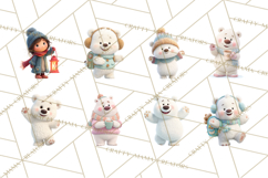 Winter Village Clipart, Snowman &amp; Fox Digital Art PNG Product Image 7