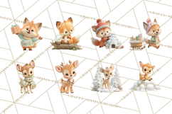 Winter Village Clipart, Snowman &amp; Fox Digital Art PNG Product Image 8