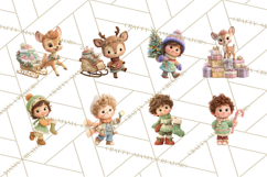 Winter Village Clipart, Snowman &amp; Fox Digital Art PNG Product Image 3