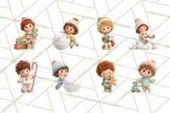 Winter Village Clipart, Snowman &amp; Fox Digital Art PNG Product Image 4