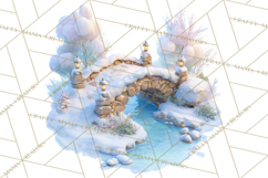 Winter Village Clipart, Snowman &amp; Fox Digital Art PNG Product Image 3