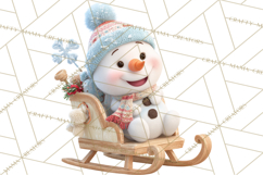 Winter Village Clipart, Snowman &amp; Fox Digital Art PNG Product Image 5
