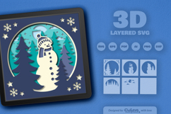 Snowy Winter Forest Snowman Layered Papercut Product Image 2