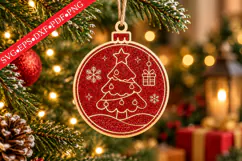 Snowy Wooden Christmas Tree Ornament SVG Product Image 1