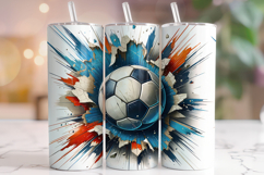 3D Soccer Tumbler Wrap, Soccer Ball Tumbler Wrap, Soccer PNG Product Image 1