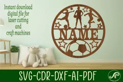 Female Soccer/ football name sign svg laser cut template Product Image 1