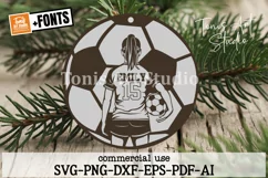 Female Soccer Player SVG - Wood Ornament Laser Cut Template Product Image 1
