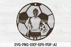 Female Soccer Player SVG - Wood Ornament Laser Cut Template Product Image 2