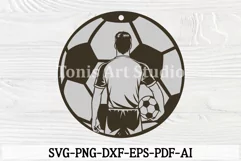 Soccer Player SVG PNG DXF - Wood Ornament Laser Cut Template Product Image 2