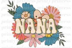 Floral Nana PNG, Retro Nana Sublimation Design Product Image 1
