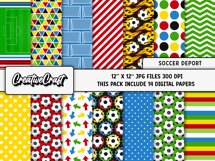Soccer Digital Paper, sport graphics, soccer illustrations Product Image 2
