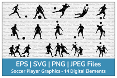 Soccer Football Player Silhouette Sports Clipart Graphics Product Image 1