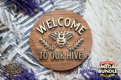 Welcome to our hive Vintage | Bee SVG Door Hanger Sign Product Image 2
