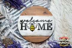 Welcome Home Bee | Bee SVG Door Hanger Sign | Cricut File Product Image 2