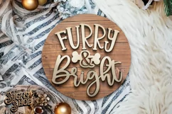 Furry and Bright | Christmas Dog SVG Sign | Door hanger Product Image 4