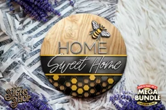 Home Sweet Home | Bee SVG Door Hanger Sign | Cricut file Product Image 2