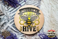Welcome to our hive | Bee SVG Door Hanger Sign | Cricut file Product Image 2