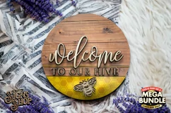 Welcome to our Hive | Bee SVG Door Hanger Sign | Cricut Product Image 2
