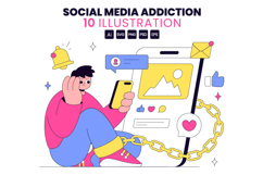 10 Social Media Addiction Illustration Product Image 1