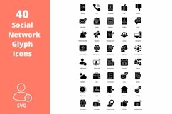 Social Network Icon Set 40 Glyph Icons Product Image 1
