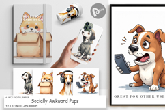 Socially Awkward Pups Digital Paper Product Image 1