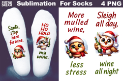 Funny Wine Quotes Christmas | Sublimation Designs For Socks Product Image 2
