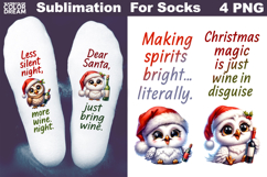 Funny Wine Quotes Christmas | Sublimation Designs For Socks Product Image 3