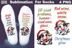 Funny Wine Quotes Christmas | Sublimation Designs For Socks Product Image 4