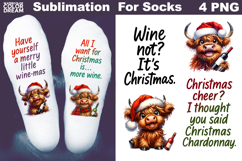 Funny Wine Quotes Christmas | Sublimation Designs For Socks Product Image 1