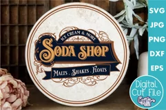 Vintage Farmhouse Home Round Sign Svg | Soda Shop Product Image 1