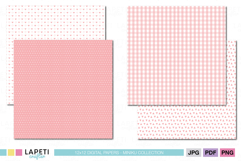 Coordinated pink background papers with timeless minimal patterns