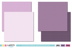 Coordinated lilac and purple paper pack with minimalist dotted designs, ideal for elegant printable and digital projects.