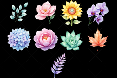 soft pastel plant clipart, crystal flower PNG, watercolor botanical illustration, pastel crystal leaf, hand-painted floral clipart, magical plant watercolor, translucent crystal flowers, pastel botanical PNG, crystal rose stem, soft pastel monstera, cryst