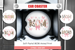 Pastel MOM Animal Print Car Coaster Product Image 1