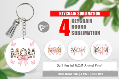 Pastel MOM Animal Print Keychain Product Image 1