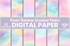 Soft Pastel Rainbow Ombre Digital Paper Background Textures Product Image 1